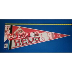 Cincinnati Reds Felt Pennant 30" New Old Stock w/ Pin & Sticker MLB WinCraft